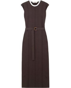Wales Bonner Rhyme Belted Pointelle-Knit Midi Dress - Brown