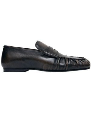 Alohas Aven Vintage Effect Leather Loafers - Black