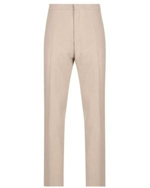 ZEGNA Elastic-Waist Linen Trousers - Natural