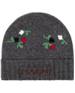 Marni Embroidered Logo Beanie Hat - Black