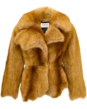 Saint Laurent Short Shearling Coat - Yellow