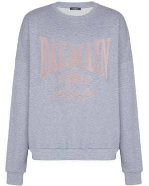 Balmain Printed Cotton Sweatshirt - Blue