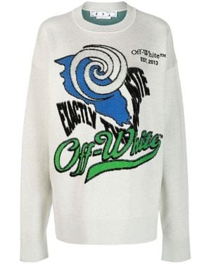 Off-White c/o Virgil Abloh Intarsia-Logo Jumper - Grey