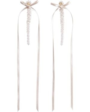 Simone Rocha Bow Ribbon Drip Earrings - White