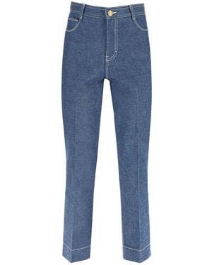 Tory Burch High Rise Cropped Jeans - Blue