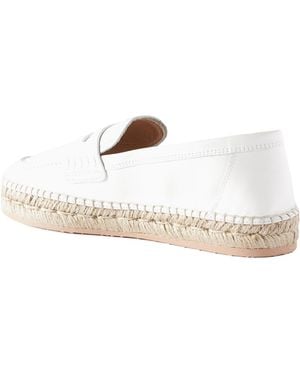 Gianvito Rossi Leather And Linen Soled Loafers - White