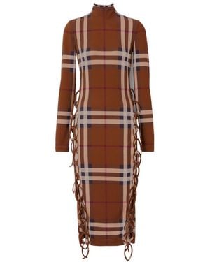 Burberry Braided Detailed Checked Dress - Brown
