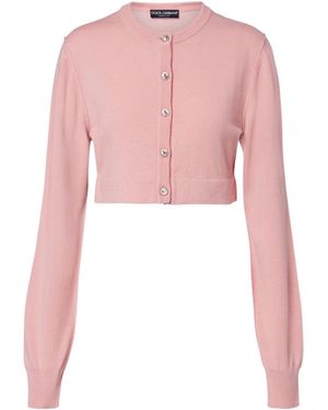 Dolce & Gabbana Embellished Cashmere-Blend Cardigan - Pink