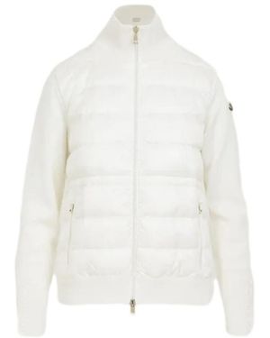 Moncler Wool Zip-Up Down Cardigan - White