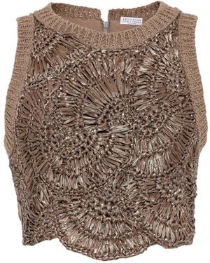 Brunello Cucinelli Knitted Vest Top - Brown