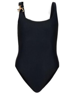 Moschino Logo Engraved One-Piece Swimsuit - Blue