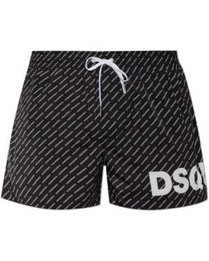 DSquared² Wide-Leg Swim Shorts - Black
