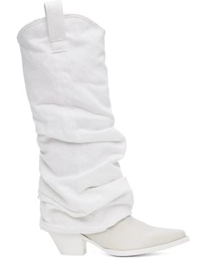 R13 Sleeve Detail Cowboy Boots - White