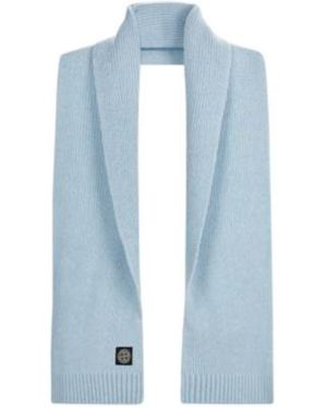 Stone Island Rib Knitted Scarf - Blue