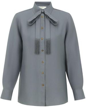Zimmermann Pussy-Bow-Collar Shirt - Grey
