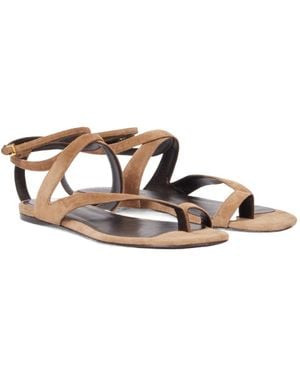 KHAITE Aimee Suede Sandals - Brown