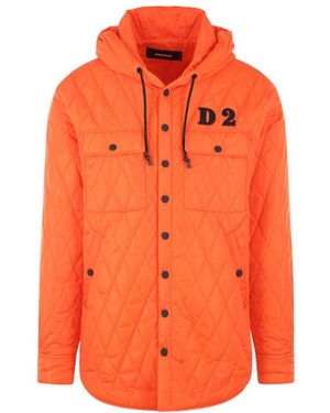 DSquared² Logo-Patch Quilted Jacket - Orange