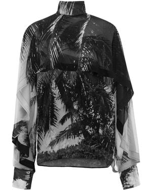Ferragamo Ferragamo Trinidad Print Georgette Shirt - Black