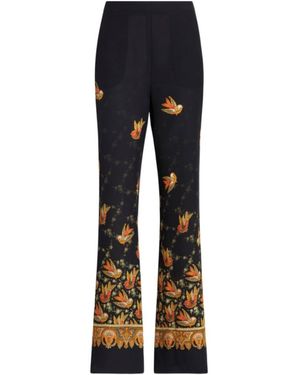 Etro Paisley Printed Straight Leg Trousers - Blue