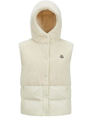 Moncler Planeze Teddy Down Gilet in Natural | Lyst