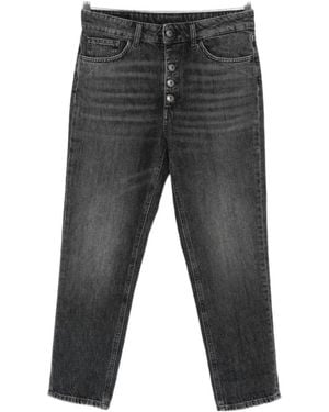 Dondup Koons Button-Fly Cropped Jeans - Grey