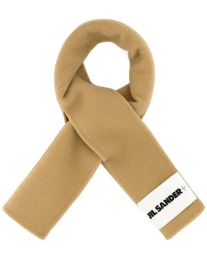Jil Sander Logo-Patch Knitted Scarf - Metallic