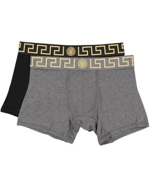 Versace Two-Pack Logo-Waistband Boxers - Gray
