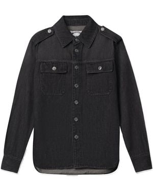 Michael Kors Buttoned Curved Hem Denim Shirt - Black