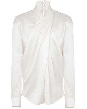 Balmain Crossed Fluid Silk Shirt - White