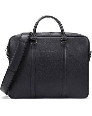 Longchamp Le Foulonné Textured Top Handle Laptop Bag - Black