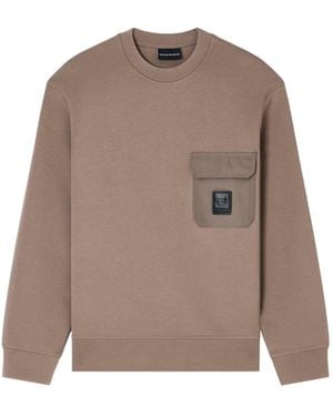 Emporio Armani Patch-Pocket Cotton Jumper - Brown