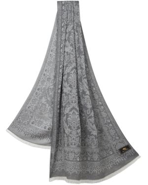 Etro All-Over Patterned Frayed Edge Scarf - Gray