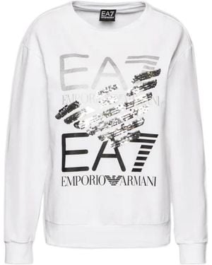 EA7 Round Collar Logo Jumper - White