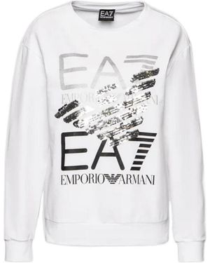 EA7 Round Collar Logo Jumper - White