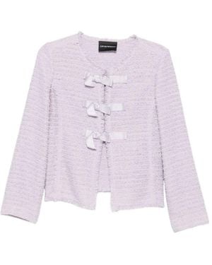 Emporio Armani Bow-Embellished Boucle Jacket - Pink
