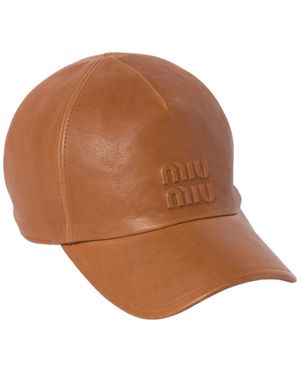 Miu Miu Logo-Debossed Curved Peak Baseball Cap - Brown