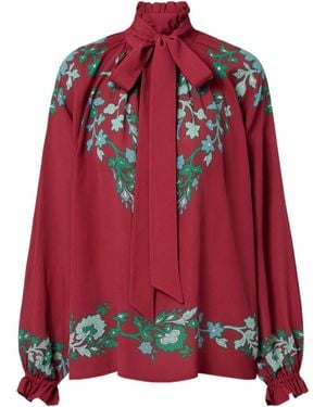 La DoubleJ Cerere Floral Satin Blouse - Red