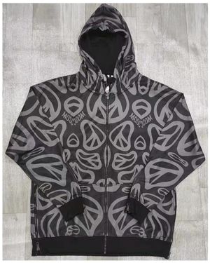 Moschino Hooded Printed Pattern Casual Jacket - Gray