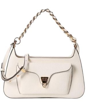 Coccinelle Chain Zipper Shoulder Bag - Natural
