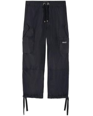Versace Logo Printed Drawstring Cargo Pant - Blue