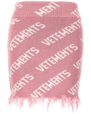 Vetements All-Over Logo Fringed Mini Skirt - Pink