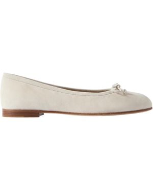 Manolo Blahnik Round Toe Ballet Shoes - White