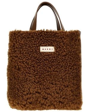 Marni Logo-Patch Open Top Tote Bag - Brown