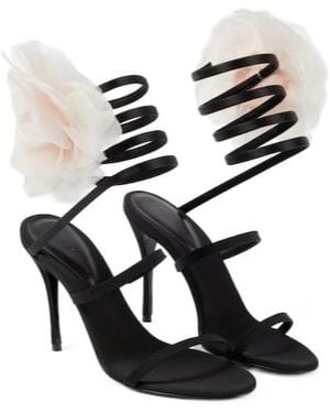 Magda Butrym Floral-Appliqué Satin Sandals - White