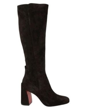 Christian Louboutin Block Heel Knee-Length Boots - Black