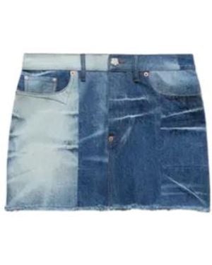 KENZO Patchwork Short Denim Skirt - Blue