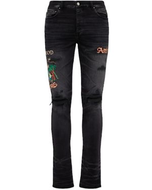 Amiri Sinners Embroidered Skinny Jeans - Black