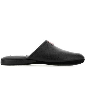 Thom Browne Grosgrain Tab Pebbled Slippers - Black