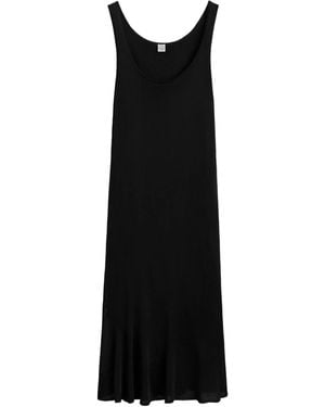 TOTEME Fluted-Hem Midi Dress - Black