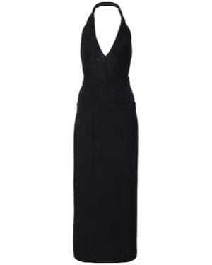 The Attico Crepe And Tulle Midi Dress - Black